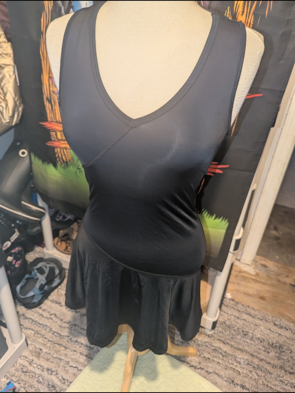 Black V-Neck Sleeveless Mini Dress